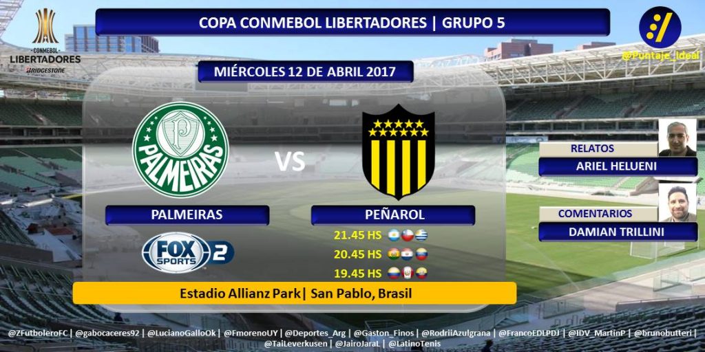 Palmeiras vs Peñarol en Vivo Copa Libertadores 2017
