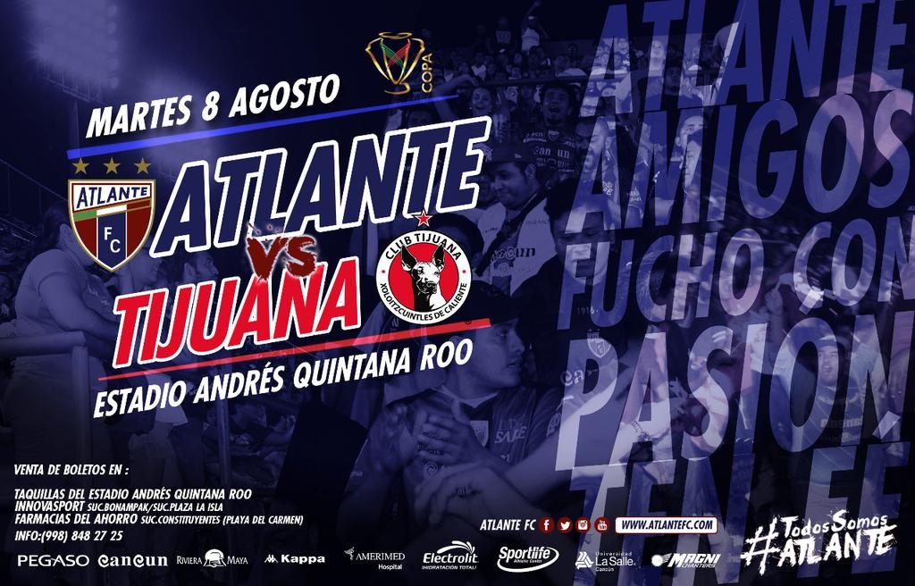 Atlante vs Xolos Tijuana en Vivo Copa MX 2017