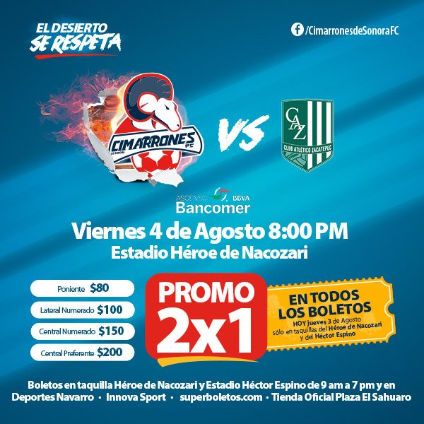 Cimarrones vs Zacatepec en Vivo Online Ascenso MX 2017