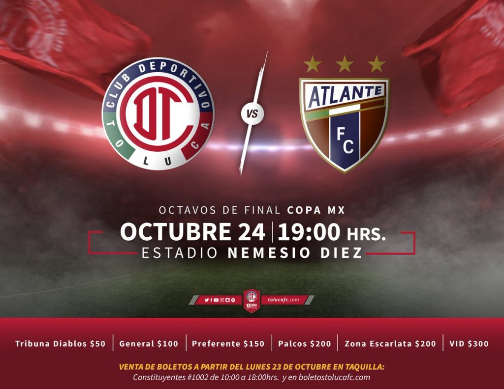 Canal 5 Toluca vs Atlante en Vivo Copa MX 2017