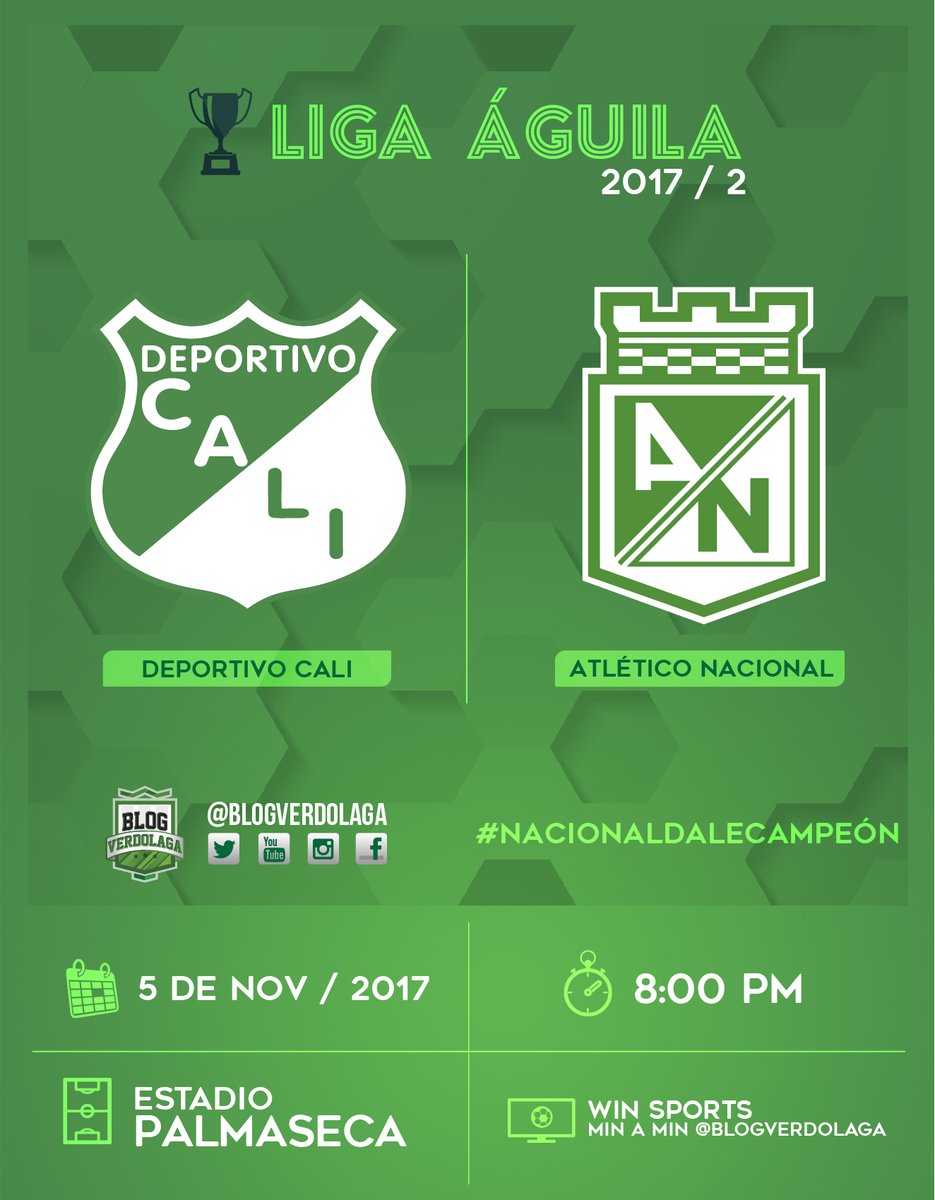 Deportivo Cali vs Atlético Nacional en Vivo Liga Águila 2017
