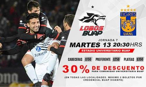 Lobos BUAP vs Tigres en Vivo Online Liga MX 2018