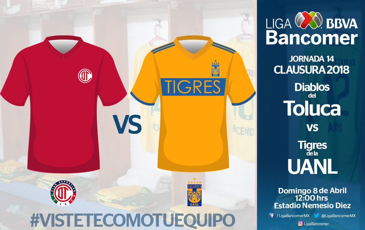 Toluca vs Tigres en Vivo Online Liga MX 2018