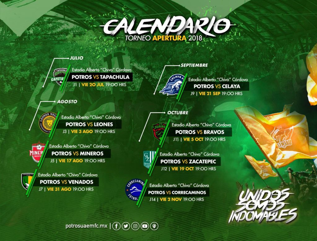 Jornada 1 Potros UAEM vs Cafetaleros en Vivo Ascenso MX 2018