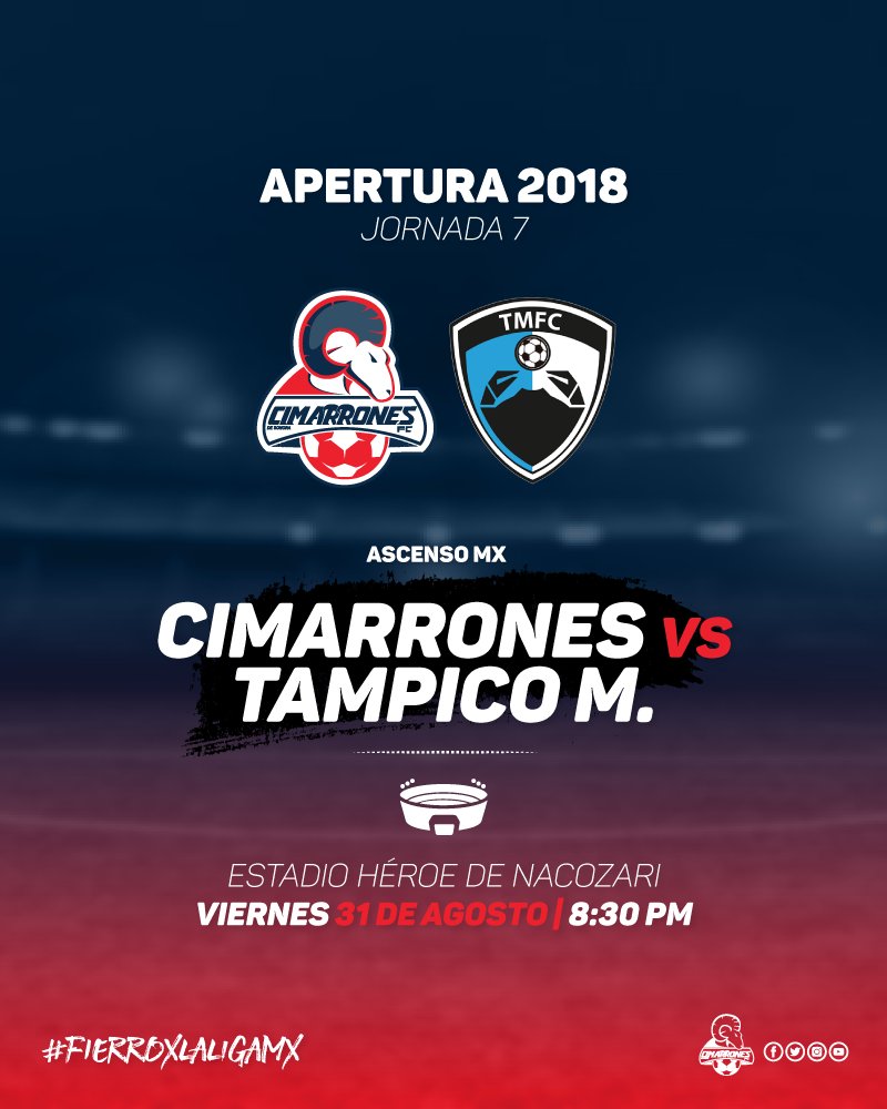 Cimarrones vs Tampico Madero en Vivo J7 Ascenso MX 2018