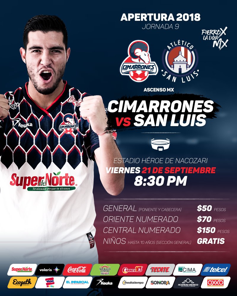 Partido Cimarrones vs Atlético San Luis 2018 Ascenso MX